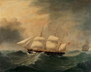 Joseph Heard - The Canadian barque Victress in two positions