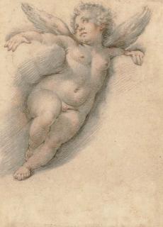 Joseph Heintz The Elder - A putto leaning on clouds, after Raphael