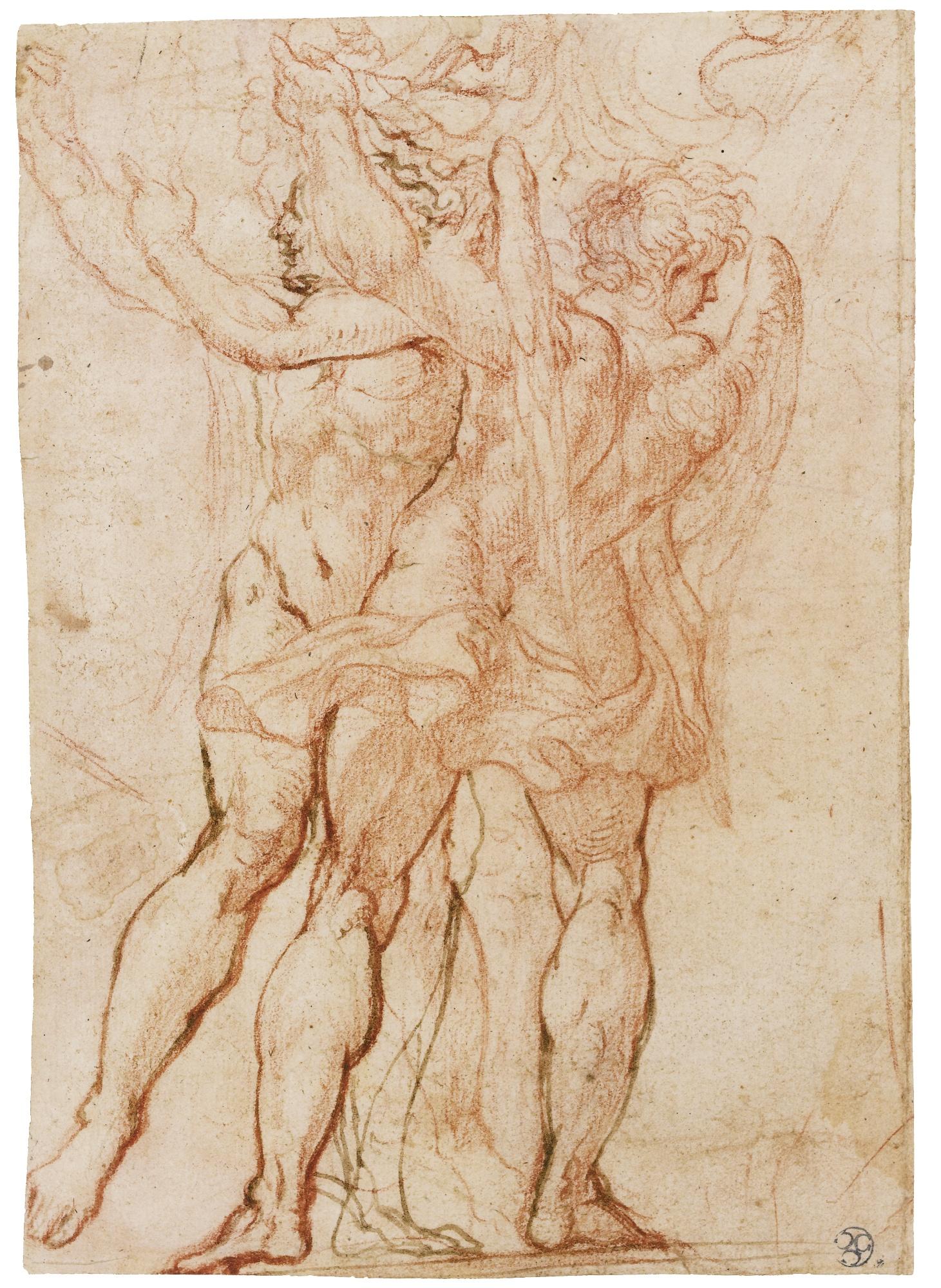 Joseph Heintz The Elder - Two Standing Figures, One An Angel