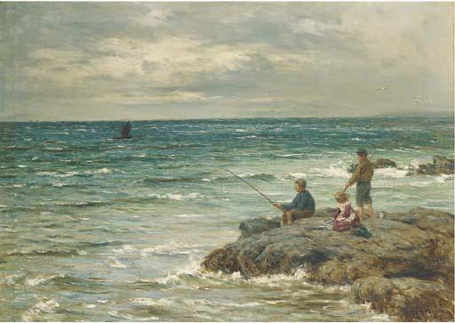 Joseph Henderson, R.S.W. - Fishing from the rocks