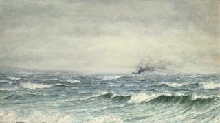 Joseph Henderson, R.S.W. - Ploughing through the waves