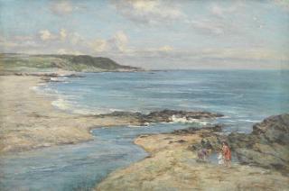 Joseph Henderson RSW - Children on the shore, Machrihanish