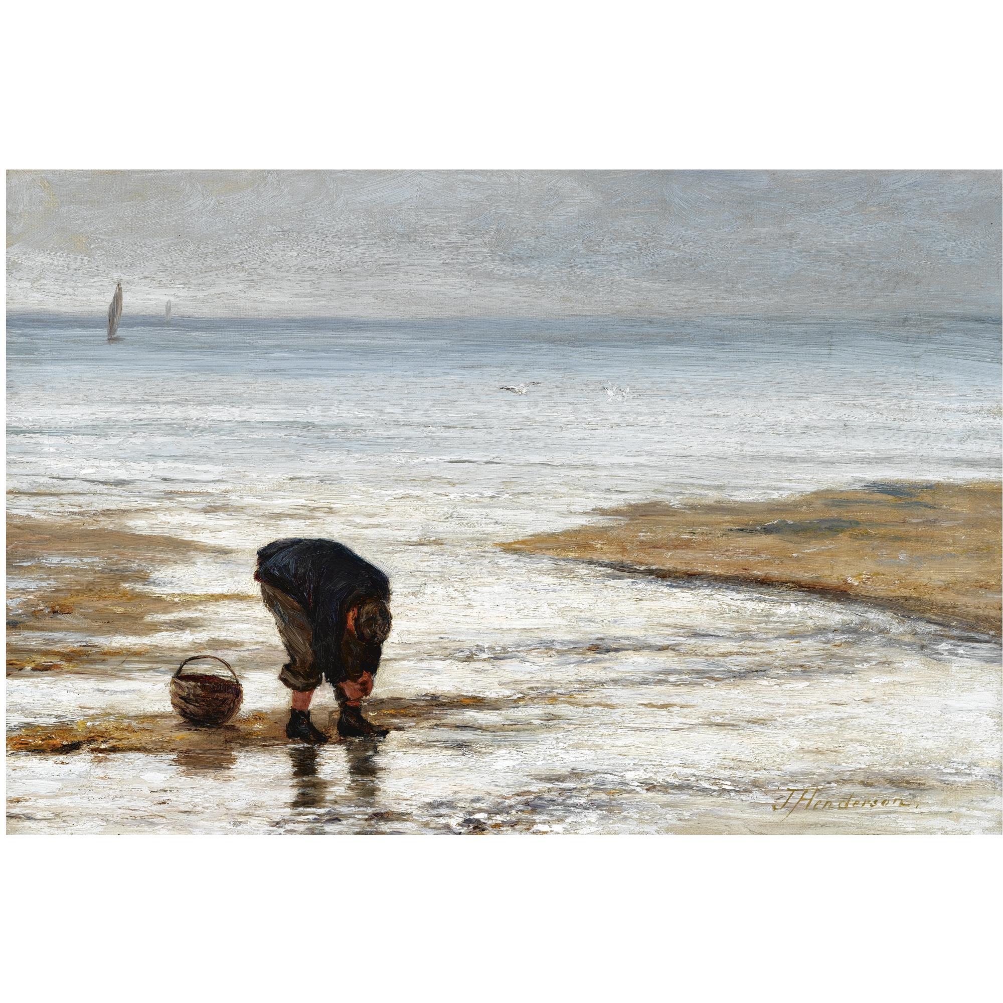 Joseph Henderson - The Beach Comber; Bringing In The Nets At Dusk