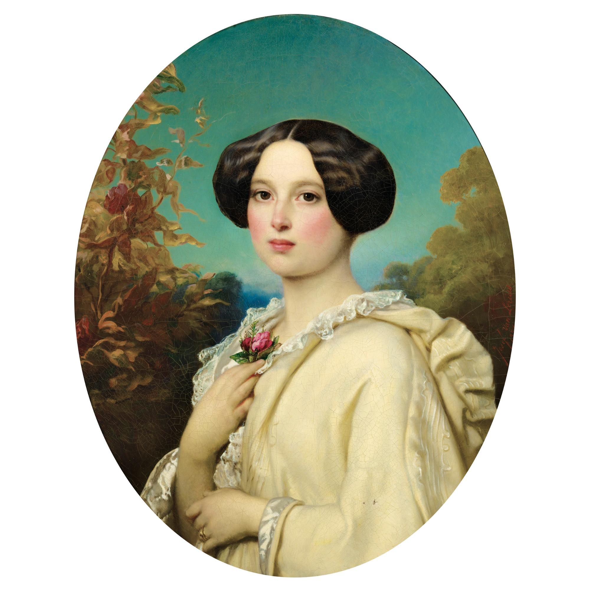Joseph-Henri-François Van Lerius - Portrait De Jeune Fille