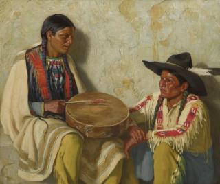 Joseph Henry Sharp - Bawling Deer And Hunting Son