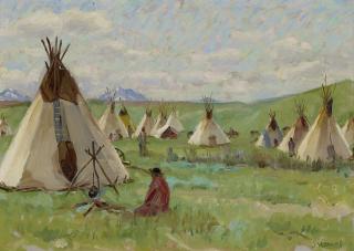 Joseph Henry Sharp - Blackfeet Teepees, Glacier Park