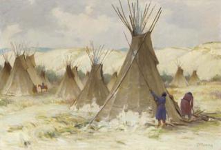 Joseph Henry Sharp - Early Winter On Crow Reservation, Montana