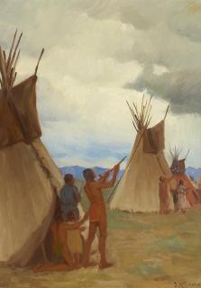 Joseph Henry Sharp - Medicine Pipe Ceremony of the Thunder Bird, Blackfeet
