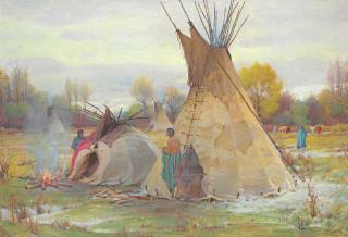 Joseph Henry Sharp - The Chief\'s Sweat Bath, Crow Reservation, Montana