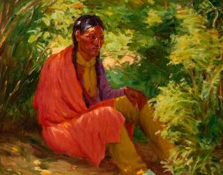 Joseph Henry Sharp - White Weasel 16 x 20 in. framed 24 x 28 in.