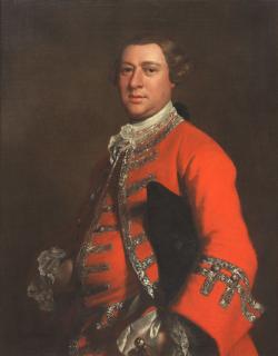 Joseph Highmore - Portrait of a gentleman, half-length, in military uniform and a tricorn hat under his arm