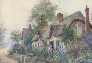 Joseph Hughes Clayton - Tending To A Cottage Garden (Illustrated); And Villagers Making Their Way To Market