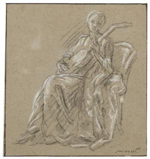 Joseph-Ignace-François Parrocel - A woman playing lute