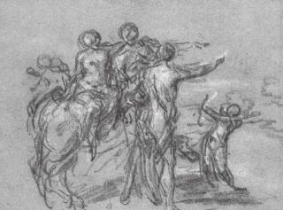 Joseph-Ignace Parrocel - Un centaure indiquant une direction à Hercule et Cupidon