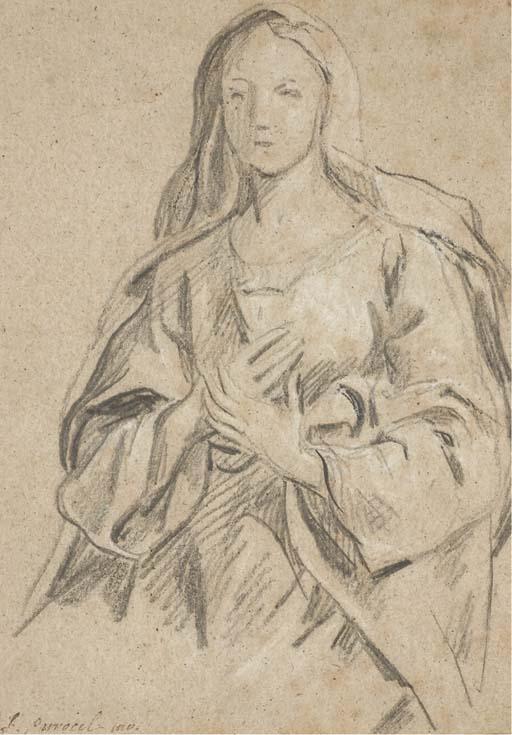 Joseph-Ignace Parrocel - Une femme à mi-corps croisant ses mains sur sa poitrine