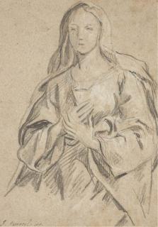 Joseph-Ignace Parrocel - Une femme à mi-corps croisant ses mains sur sa poitrine