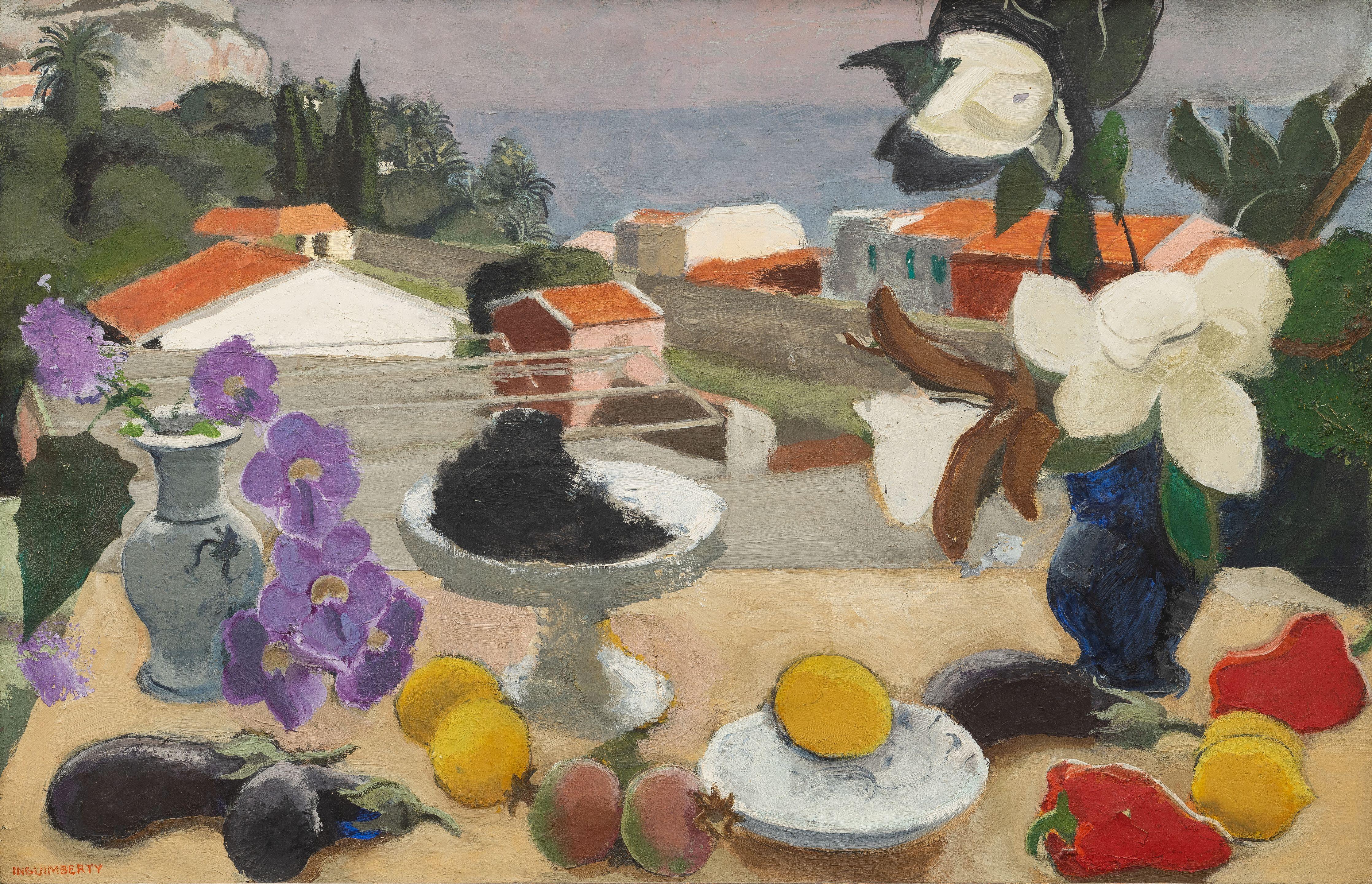 Joseph Inguimberty - Still Life with Magnolia and Fruits