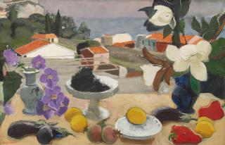 Joseph Inguimberty - Still Life with Magnolia and Fruits