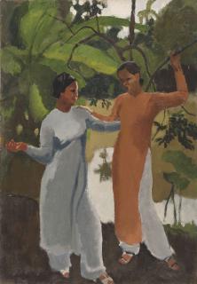 Joseph Inguimberty - Two Vietnamese Girls in a Landscape