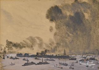 Joseph J. Pennell - A View Of New York Harbor