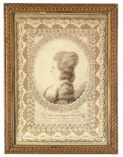 Joseph-Jean Bernard - Portrait of a lady, in profile, in an elaborate cartouche