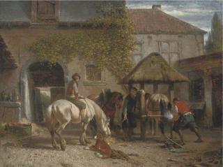 Joseph Jodocus Moerenhout - Shoeing Horses At The Blacksmith