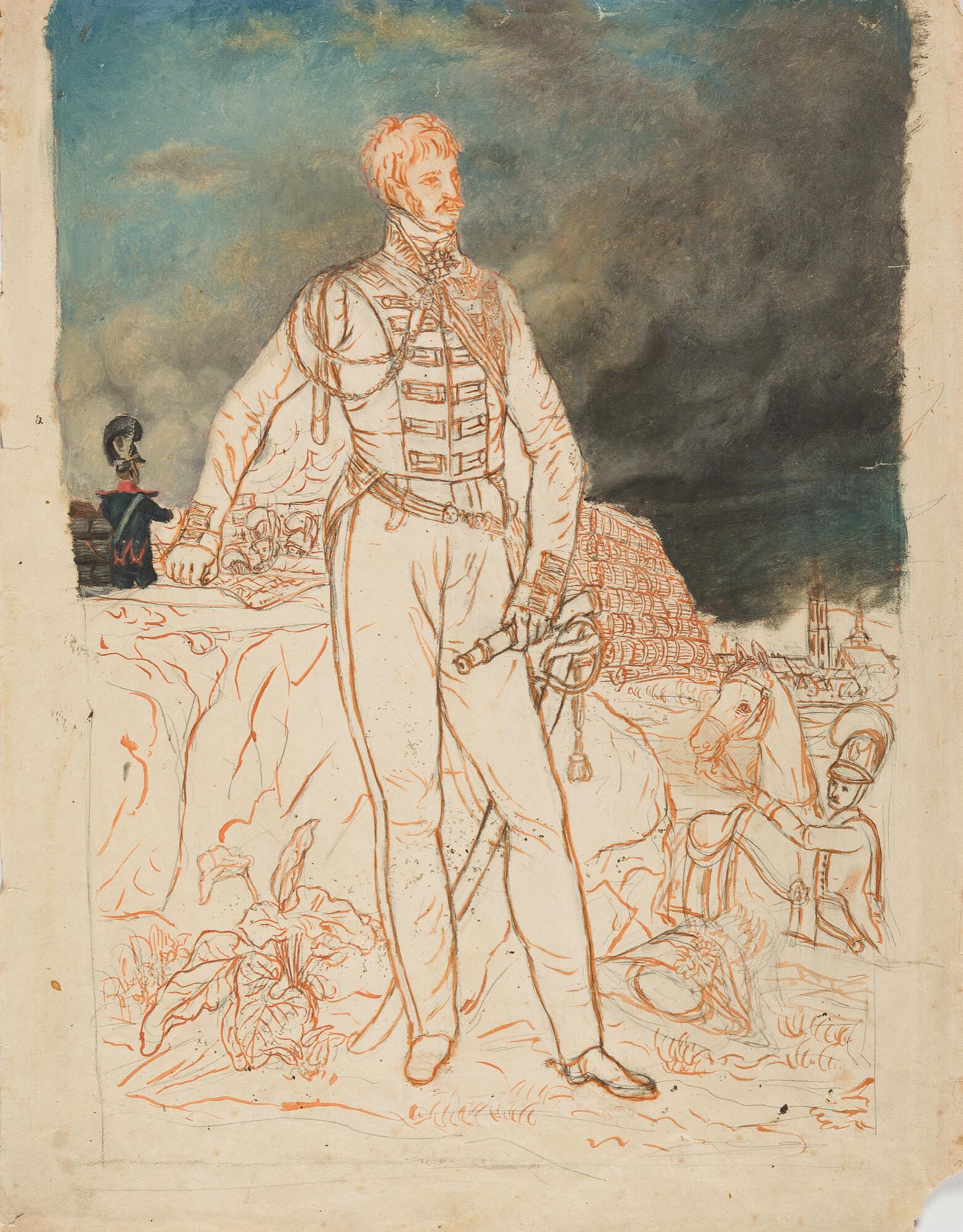 Joseph Karl Stieler - Studie zum Bildnis des Carl Theodor Graf von Pappenheim.