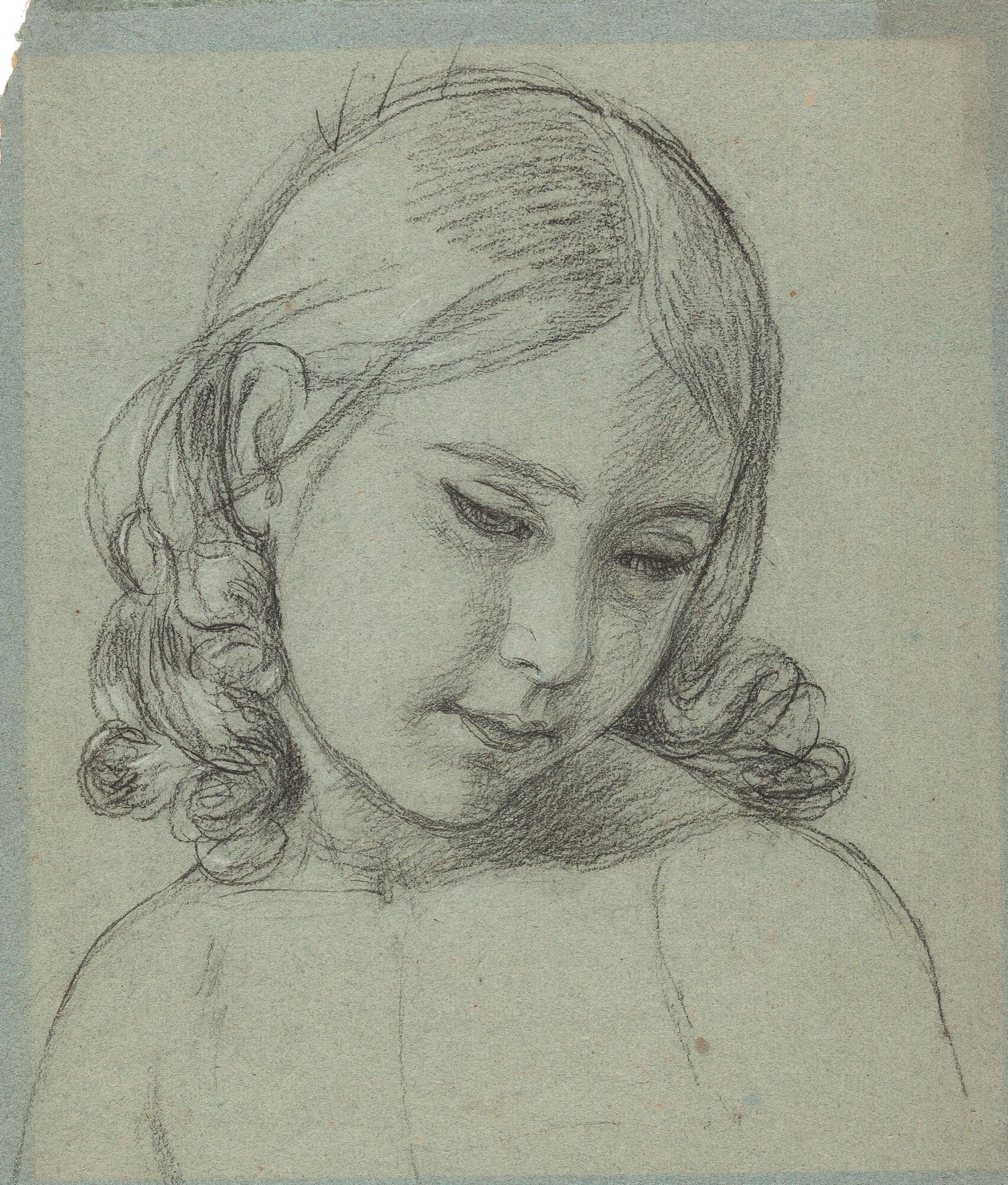 Joseph Karl Stieler - Studie zum Kopf eines Mädchens.