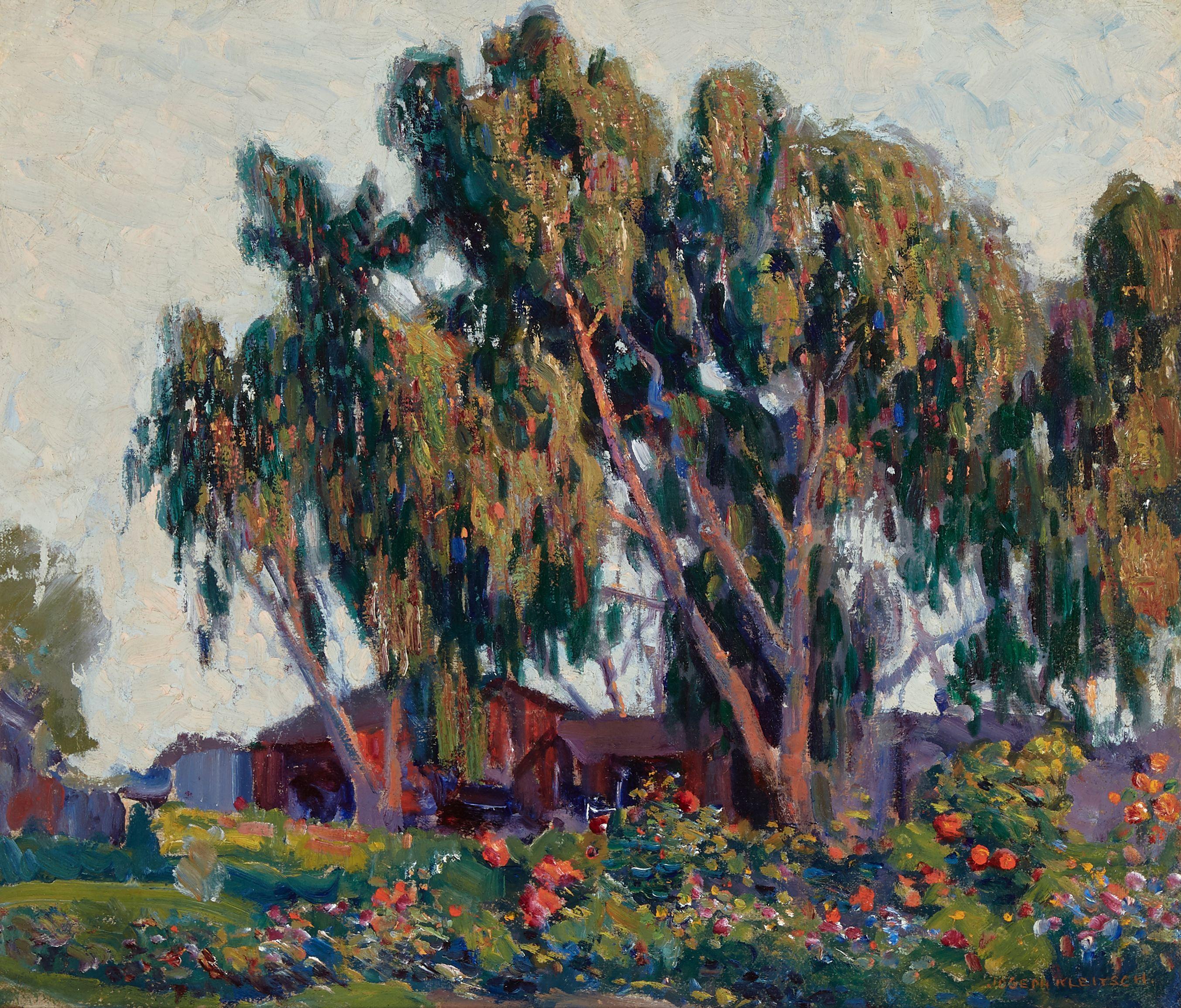 Joseph Kleitsch - Geraniums in Bloom (Laguna Beach) 18 x 21in