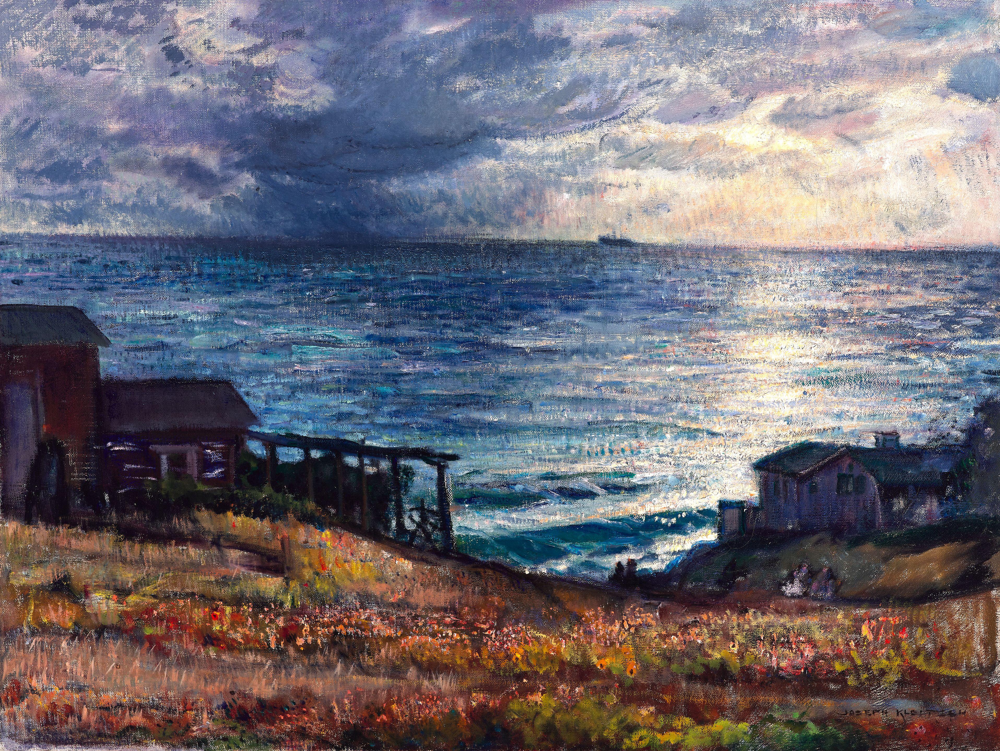 Joseph Kleitsch - Laguna Coastal Scene with Wildflowers 30 x 40 in. framed 40 x 50 in.