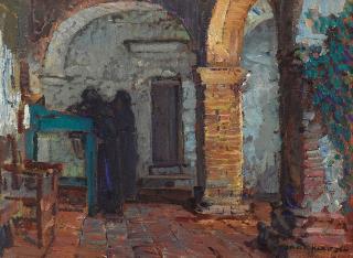 Joseph Kleitsch - Monks Under a Mission Arcade