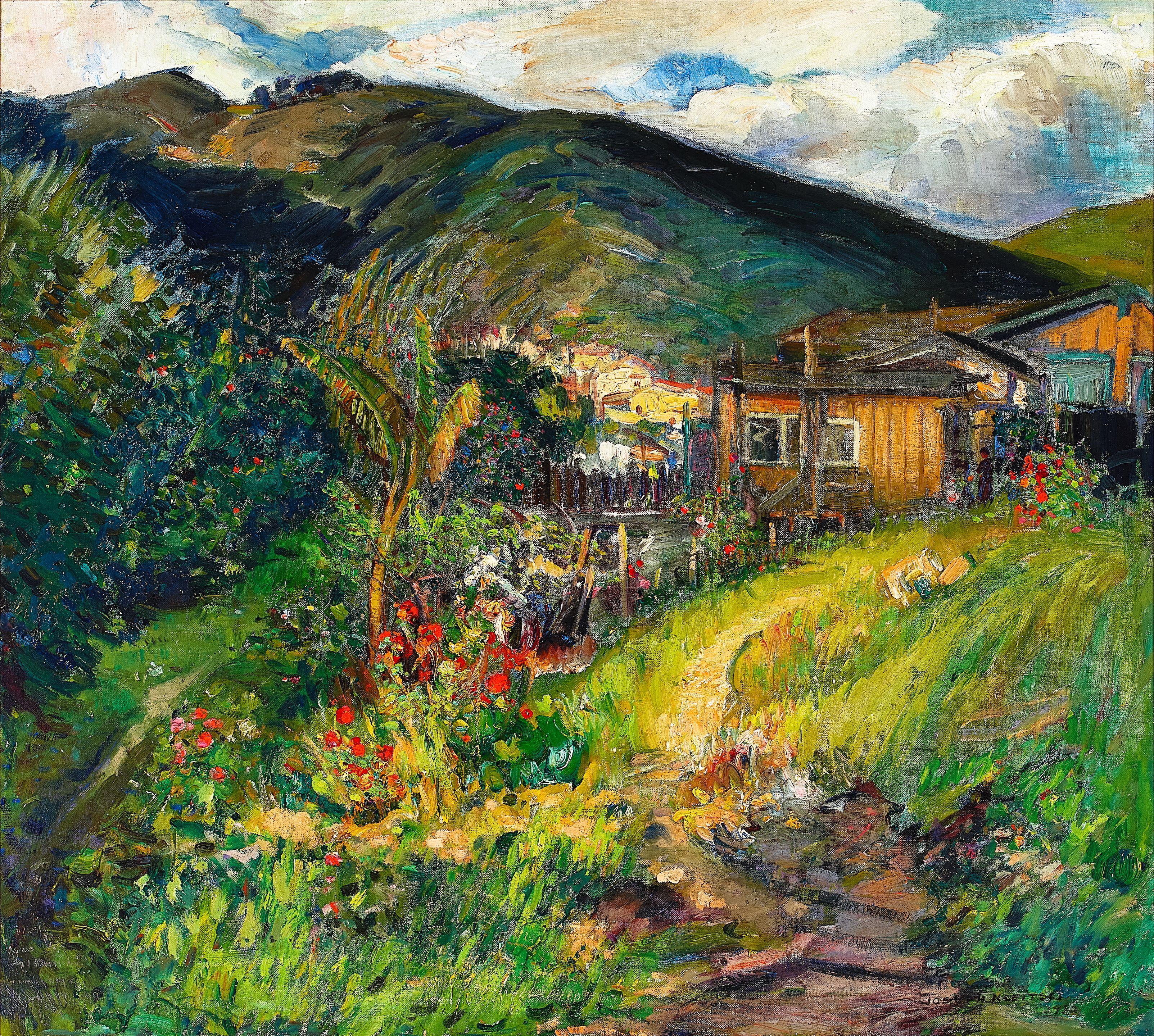 Joseph Kleitsch - My Garden (The Artist\'s Home, Laguna Beach) 36 x 40 in. framed 41 x 45 in.