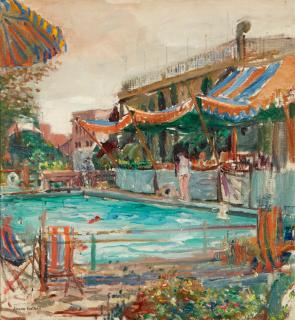 Joseph Kleitsch - Saturday Afternoon (By the Pool at the Ambassador Hotel, Los Angeles)