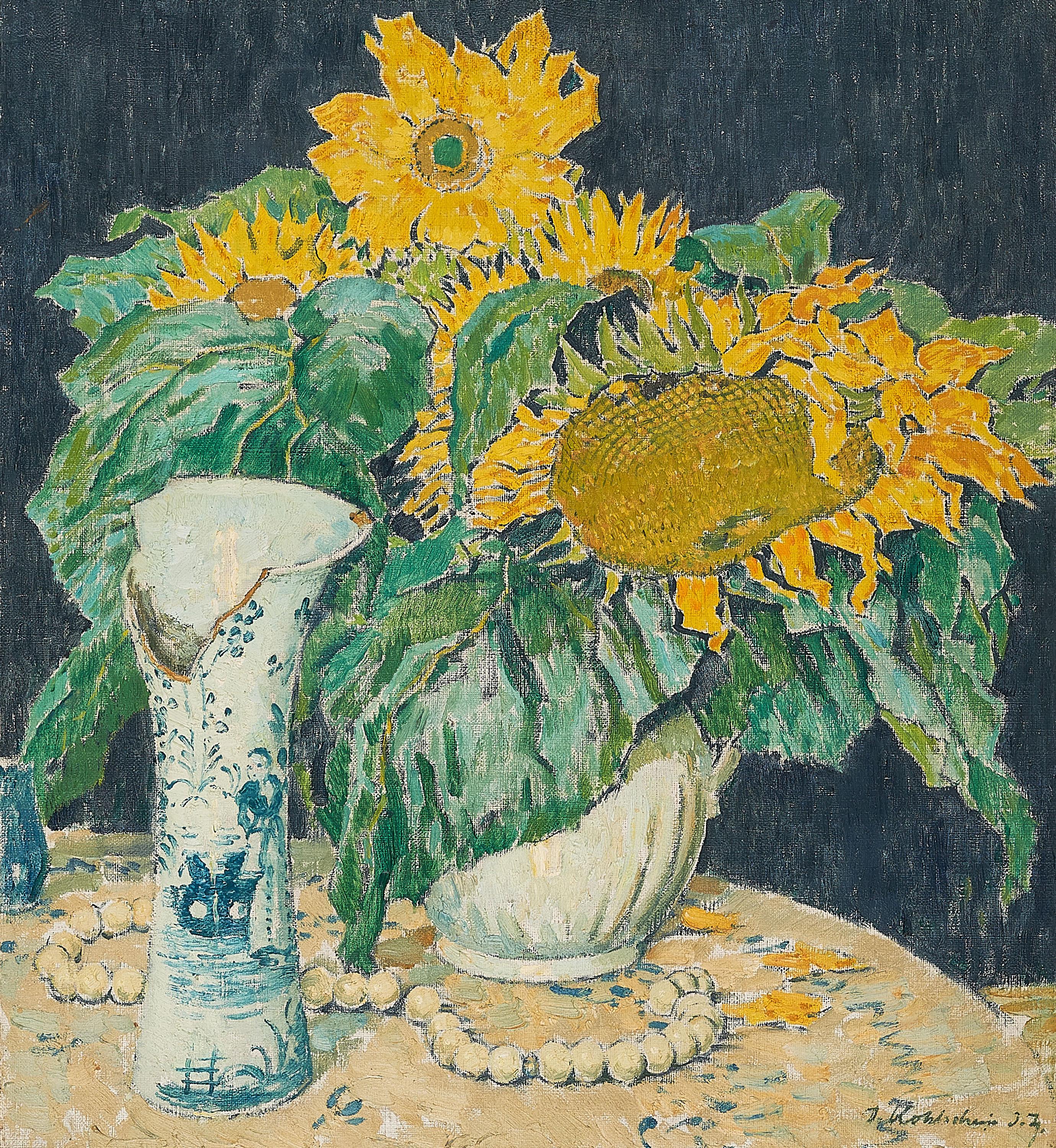 Joseph Kohlschein D.J. - Stillleben mit Sonnenblumen.