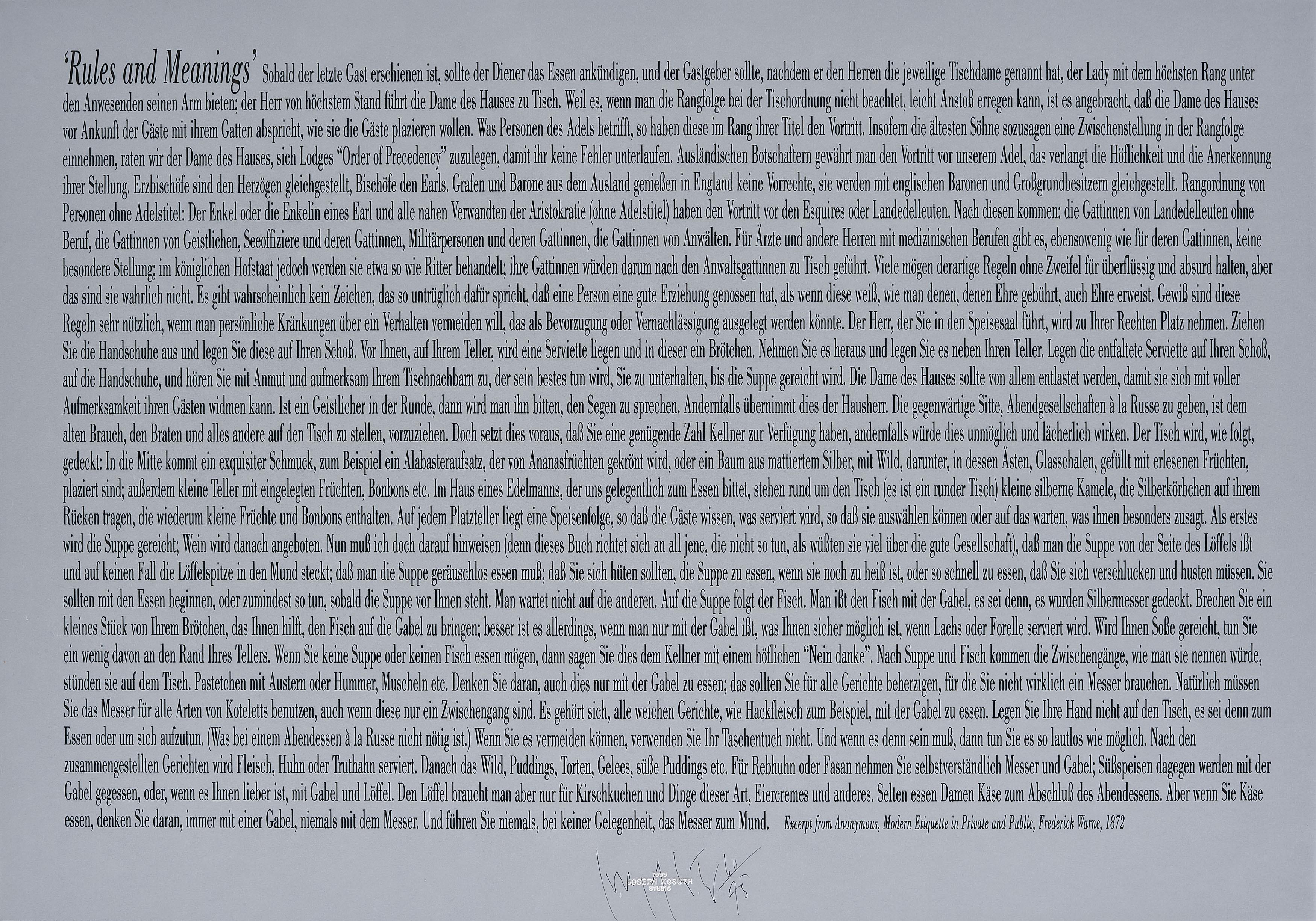Joseph Kosuth - Rules and Meanings.