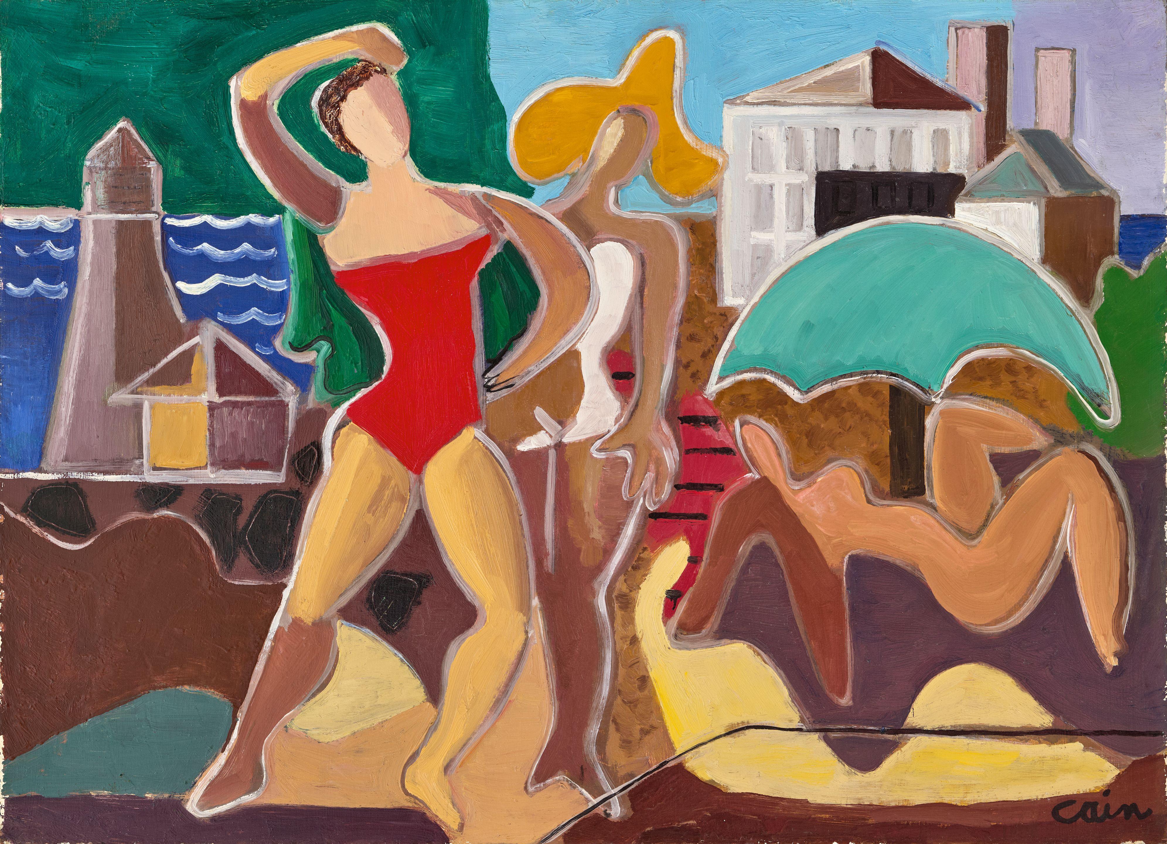 Joseph Lambert Cain - Bathers and Landscape: A Double-Sided Work