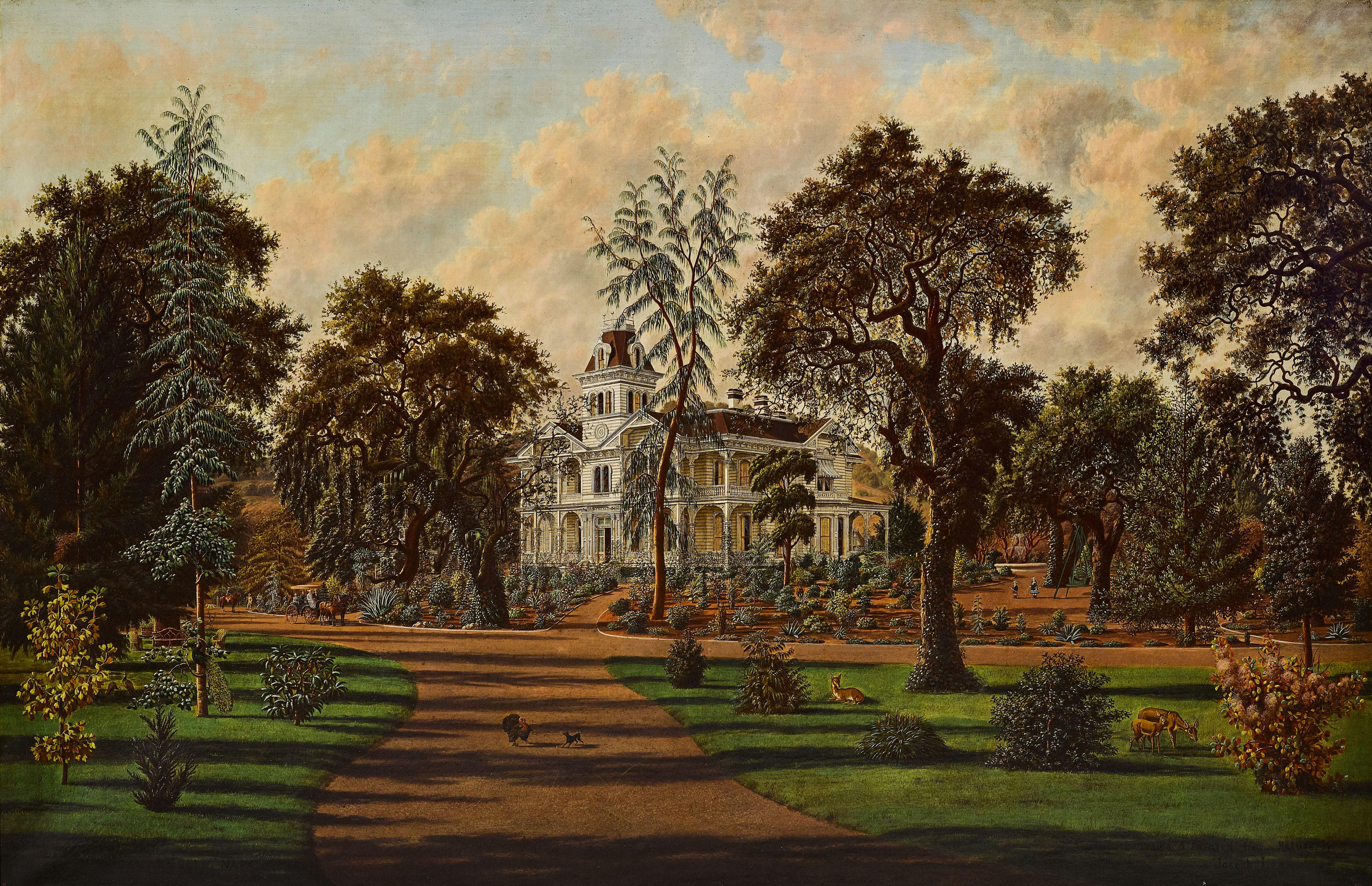 Joseph Lee - The Country Home of Robert B. Woodward, Oak Knoll, Napa 47 x 72in Painted prior to 1877.