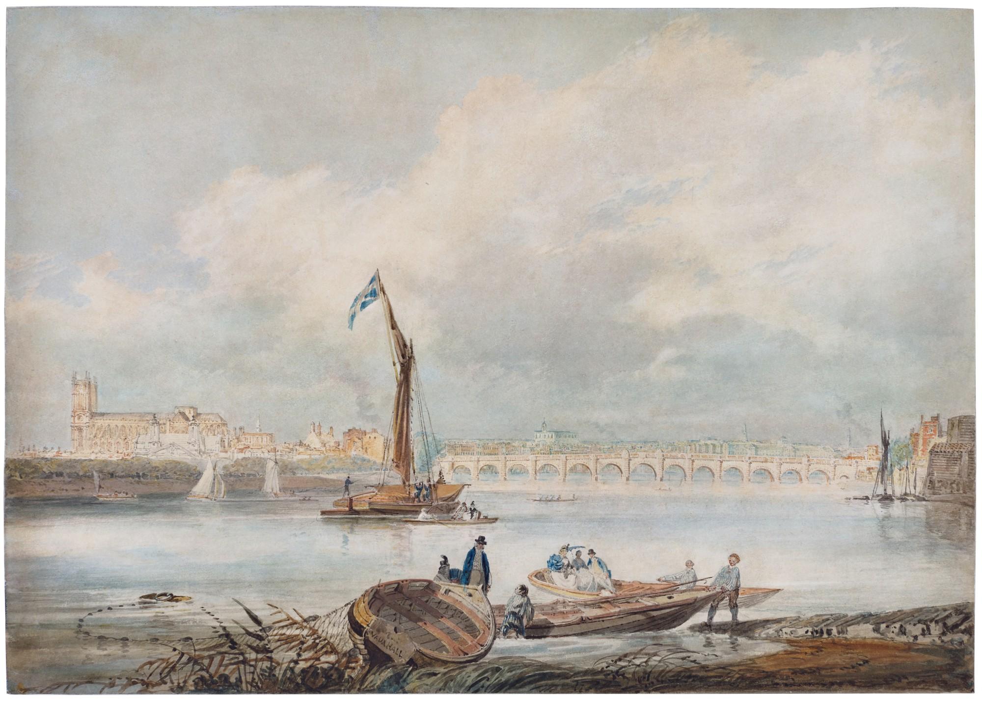 Joseph Mallord William Turner, R.A. - A view of London and the river Thames from Vauxhall with Westminster Bridge