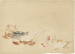 Joseph Mallord William Turner, R.A. - Beach Scene with boats and figures