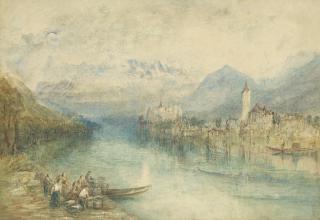 Joseph Mallord William Turner, R.A. - Looking towards Lake Thun, from opposite Scherzligen, with Schloss Schadau and the Niesen in the distance, Switzerland