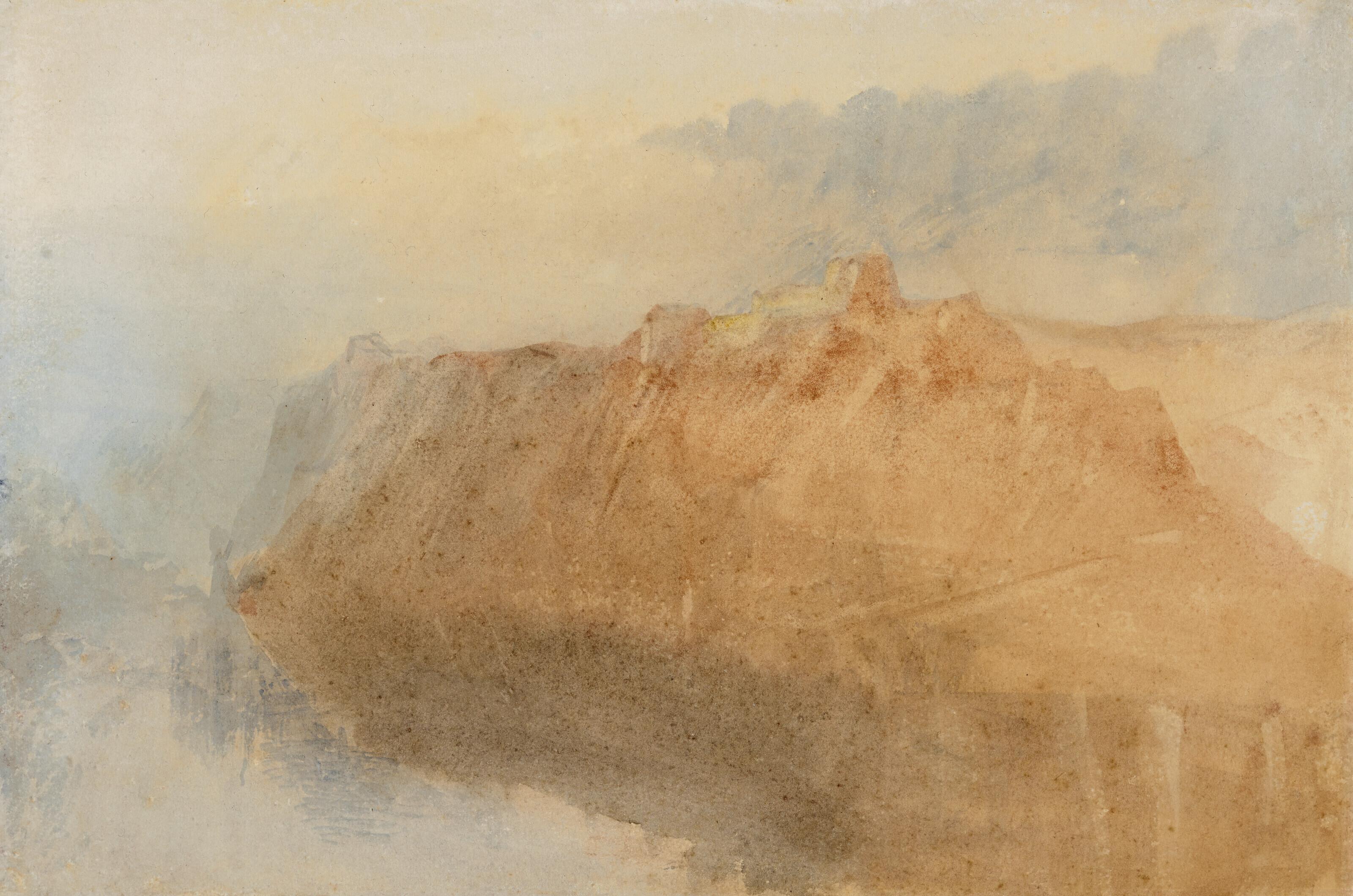 Joseph Mallord William Turner, R.A. - The fortress of Ehrenbreitstein from across the Rhine (recto); and A Sketch of a mill at Winnigen on the Mosel (verso)