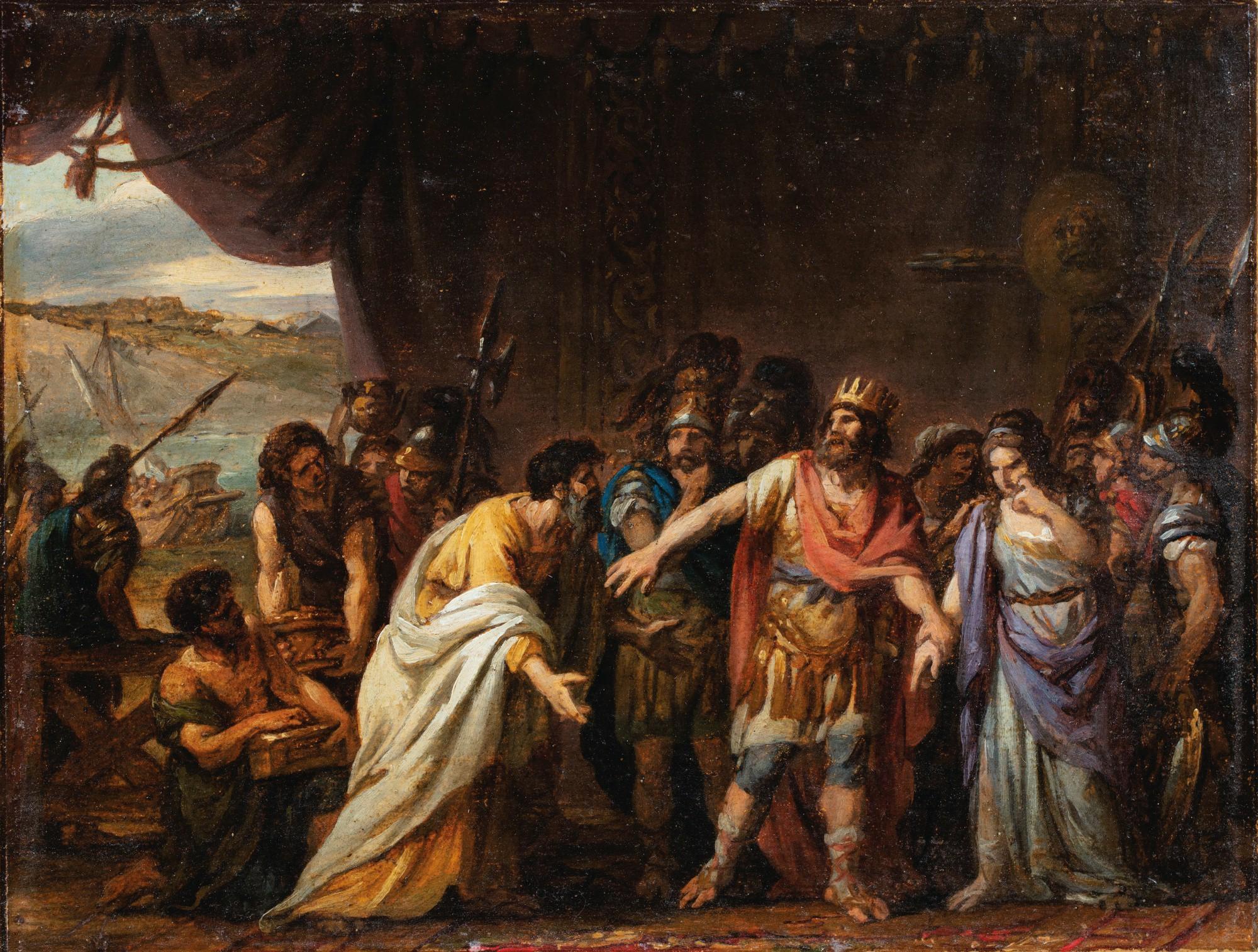 Joseph-Marie Vien - AGAMEMNON IN HIS TENT REFUSING TO GIVE CHRYSEIS BACK TO HER FATHER