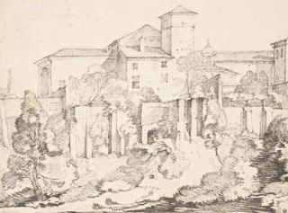 Joseph-Marie Vien - Une église avec un groupe de bâtiments, Rome