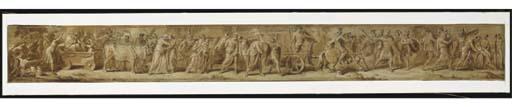 Joseph-Marie Vien - Une Frise D\'Un Cortège Triomphal D\'Un Général Romain Dans Un Char Avec Des Prisonniers Enchaînés Et Des Soldats Transportant Des Trophées