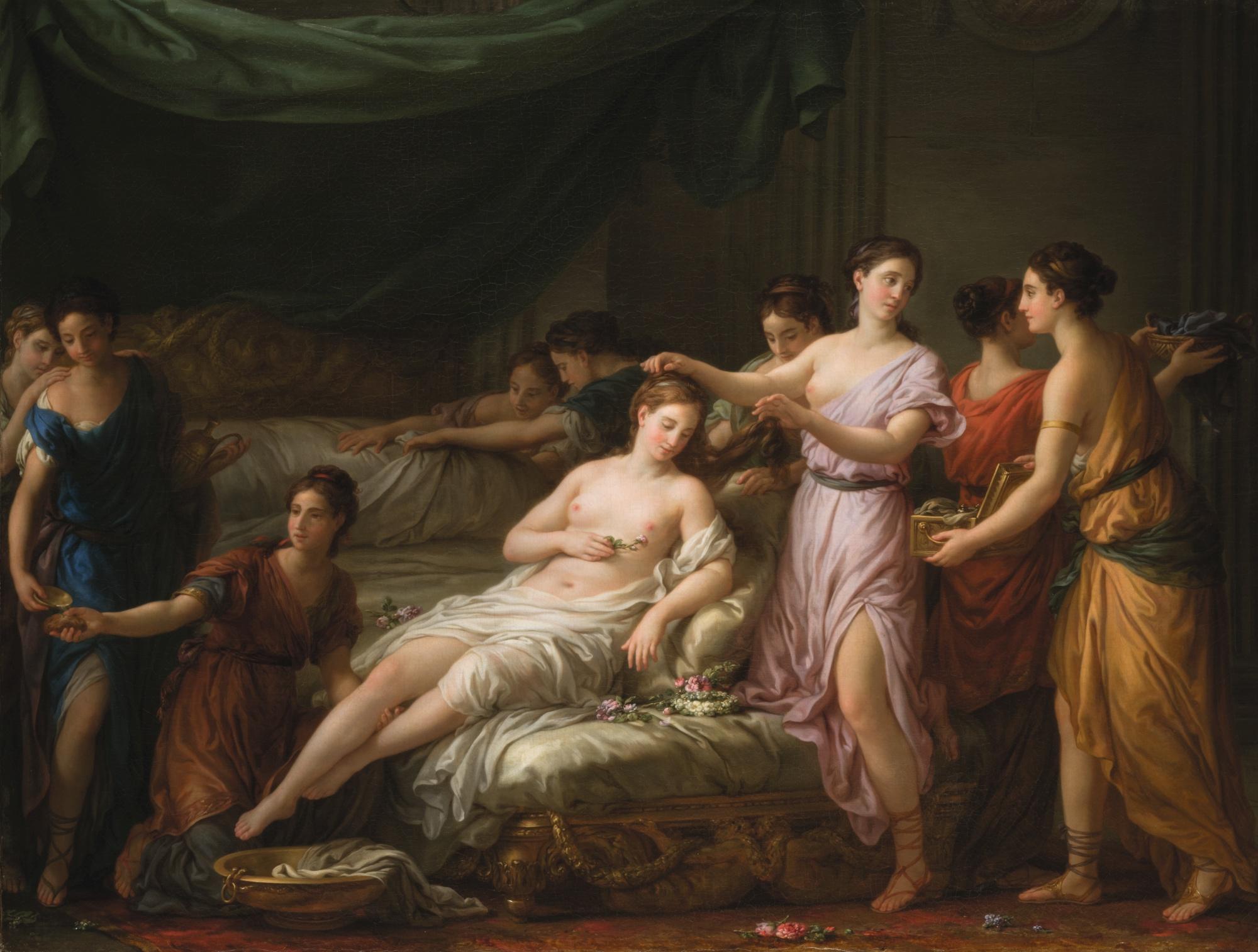 Joseph-Marie Vien - Women In Classical Dress Attending A Young Bride