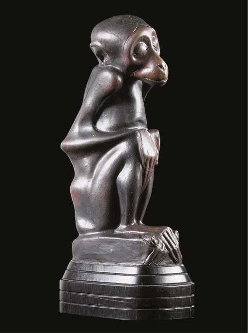 Joseph Mendes da Costa - Ziek aapje, met gesloten ogen - Sick monkey with eyes closed