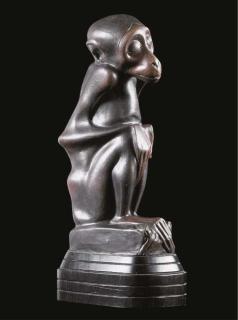 Joseph Mendes da Costa - Ziek aapje, met gesloten ogen - Sick monkey with eyes closed