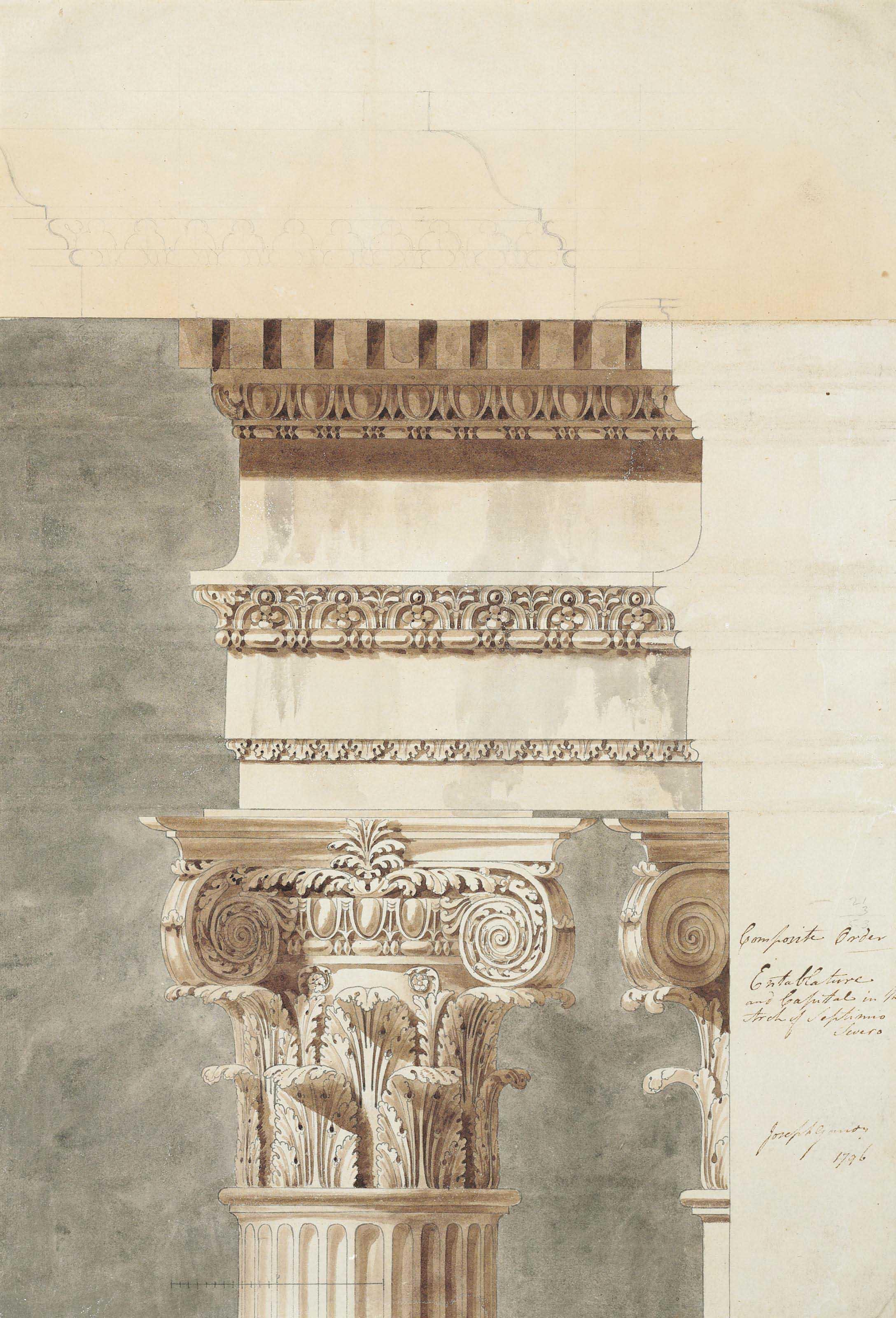 Joseph Michael Gandy, A.R.A. - Entablature and capital in the Arch of Septimius Severus