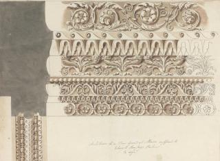 Joseph Michael Gandy, A.R.A. - Study of an architrave to a door at Albano supposed to belong to Pompey\'s Palace