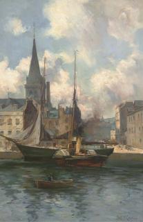 Joseph Milne - A Tug Boat And Row Boat Before A Sailing Ship, Dundee